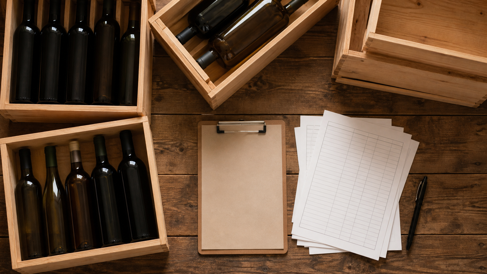 Unlabelled wine inventory records prepared for transition